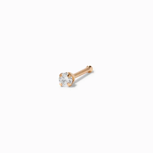 14k Yellow Gold Stud with 2mm Cubic Zirconia Nose Piercing Kit