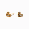 18kt Gold Plated Cubic Zirconia Heart Stud Earrings
