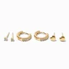 18kt Gold Plated Cubic Zirconia Heart Earring Stackables Set - 3 Pack