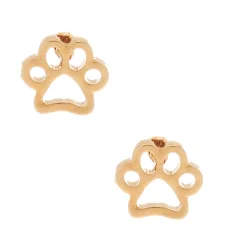 18kt Gold Plated Paw Print Stud Earrings