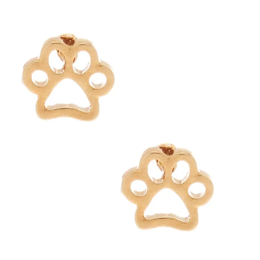 18kt Gold Plated Paw Print Stud Earrings