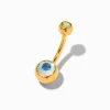 18kt Gold Plated Titanium Iridescent Crystal 14G Belly Bar