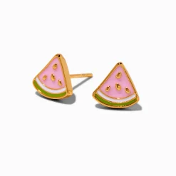 18kt Gold Plated Watermelon Stud Earrings