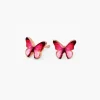 18kt Rose Gold Plated Pink Butterfly Stud Earrings