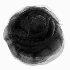 Large Black Organza Rosette Flower Hair Clip