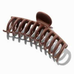 Large Matte Brown Barrel Hair Claw