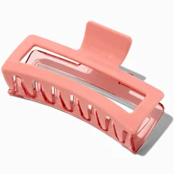 Large Two-Tone Coral Rectangular Hair Claw