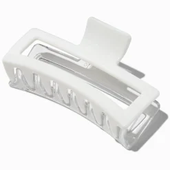 Large Two-Tone White Rectangular Hair Claw