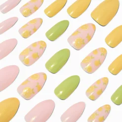 Lemon Stiletto Vegan Faux Nail Set - 24 Pack