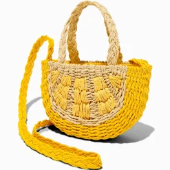 Lemon Woven Crossbody Bag
