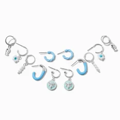 Light Blue Hoop Earring Stackables Set - 6 Pack