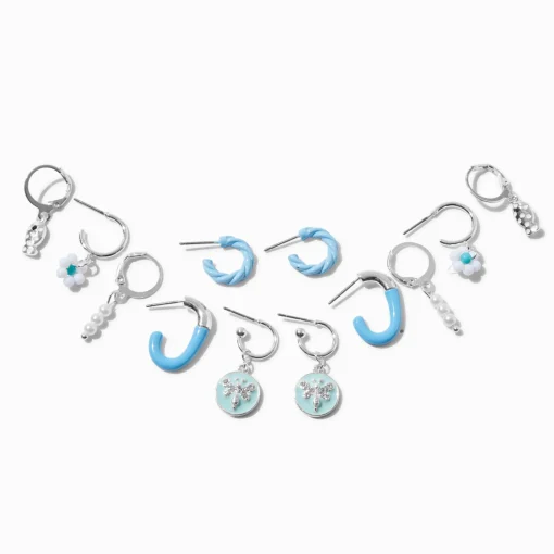 Light Blue Hoop Earring Stackables Set - 6 Pack