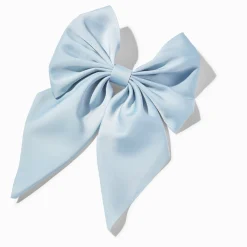 Light Blue Satin Hair Bow Clip