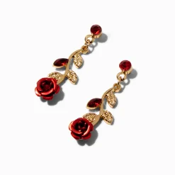 Long-Stemmed Red Rose 1" Drop Earrings