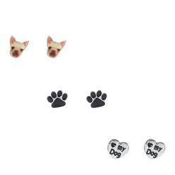 Love My Dog Stud Earrings - 3 Pack