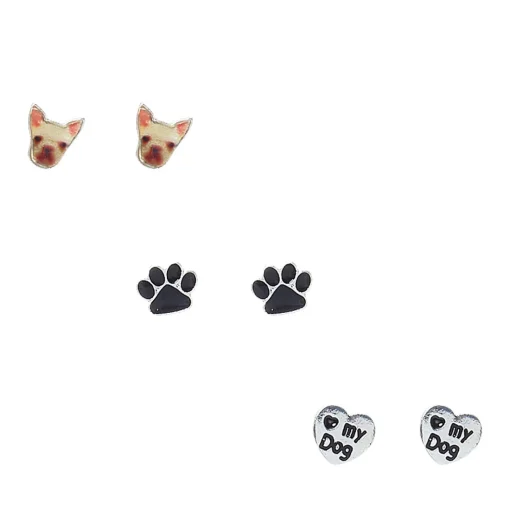 Love My Dog Stud Earrings - 3 Pack