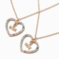 Mama & Mini Crystal Heart Pendant Necklaces - 2 Pack