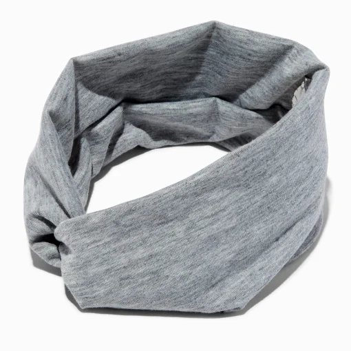 Marled Gray Wide Jersey Twisted Headwrap