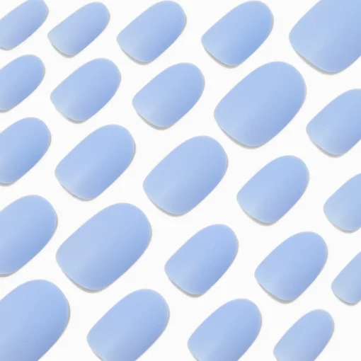 Matte Baby Blue Medium Oval Vegan Faux Nail Set - 24 Pack