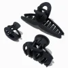 Matte Black Mixed Size Hair Claws - 3 Pack