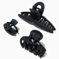 Matte Black Mixed Size Hair Claws - 3 Pack