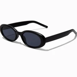 Matte Black Oval Sunglasses