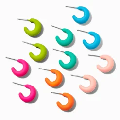 Matte Rainbow Mini Hoop Earrings - 6 Pack