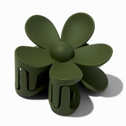 Matte Sage Green Flower Medium Hair Claw