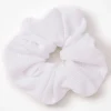 Medium White Ribbed Hair Scrunchie