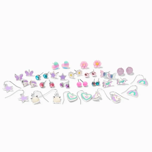 Mint & Lilac Unicorn Earrings Set - 20 Pack