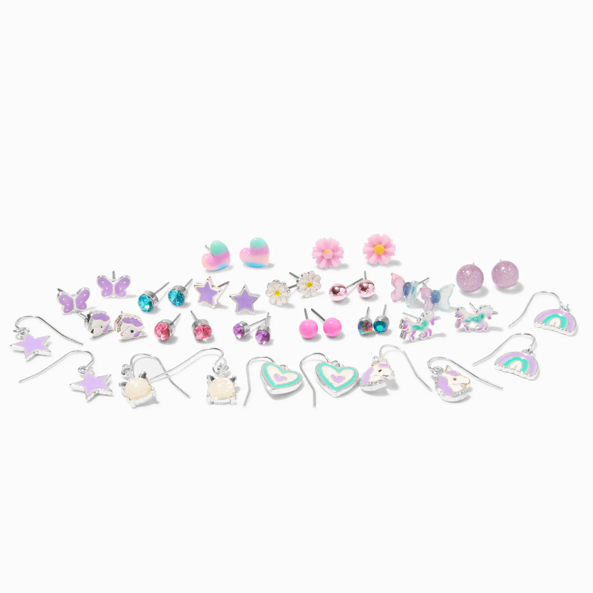 Mint & Lilac Unicorn Earrings Set - 20 Pack