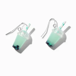 Mint Bubble Tea 0.5" Drop Earrings