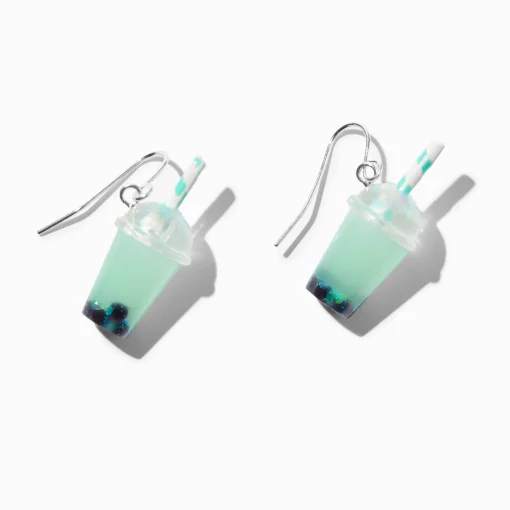 Mint Bubble Tea 0.5" Drop Earrings
