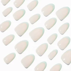 Mint Green French Tip Almond Vegan Faux Nail Set - 24 Pack