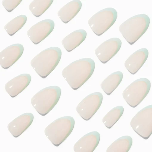 Mint Green French Tip Almond Vegan Faux Nail Set - 24 Pack