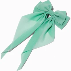 Mint Green Long Tail Hair Bow Clip