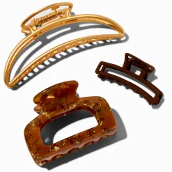 Mixed Gold-tone Tortoiseshell Hair Claws - 3 Pack