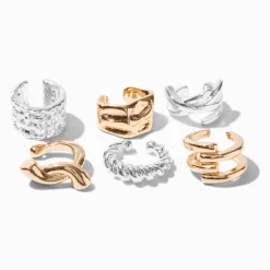 Mixed Media Stackable Ear Cuffs - 6 Pack