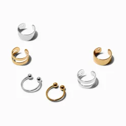 Mixed Metal Basic Ear Cuff Earring Stackables - 6 Pack
