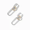 Mixed Metal Chain Link Drop Earrings