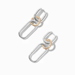 Mixed Metal Chain Link Drop Earrings