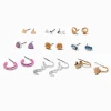 Mixed Metal Crystal Earrings Set - 9 Pack