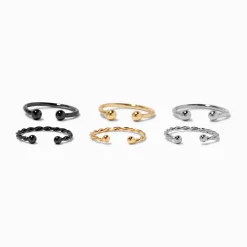 Mixed Metal Dainty Faux Hoop Nose Rings - 6 Pack