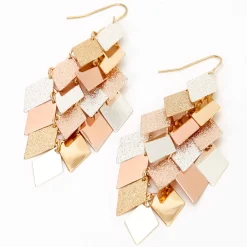 Mixed Metal Diamond Chandelier 3" Drop Earrings