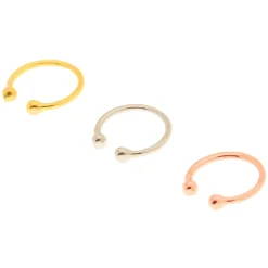 Mixed Metal Faux Hoop Nose Rings - 3 Pack