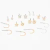 Mixed Metal Flower Butterfly Earrings - 9 Pack