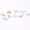Mixed Metal Graduated Crystal Ball Stud Earrings - 9 Pack