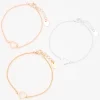 Mixed Metal Heart Cutout Chain Bracelets - 3 Pack