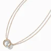 Mixed Metal Interlocking Circles Multi-Strand Necklace