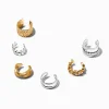 Mixed Metal Leaf Wire Ear Cuff Earring Stackables - 6 Pack